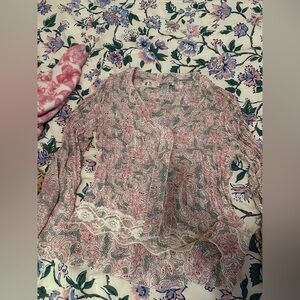 Robbie Bee Pink and Black Paisley Blouse